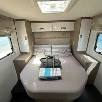 bedroom of the camper with seaview