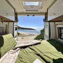 bed with sea view