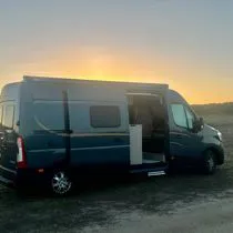 van at sunset